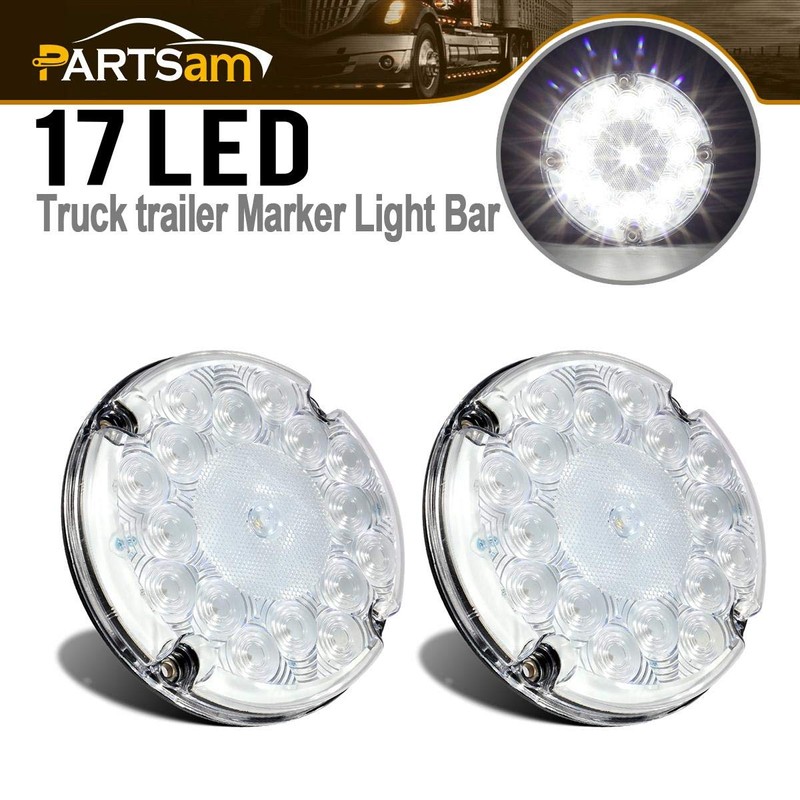 Partsam 2Pcs 7" Round White LED Backup Lights 17 LED