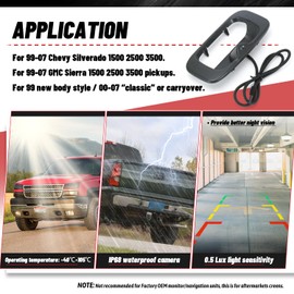 Tailgate Handle w/Backup Camera Compatible with Chevy Silverado/GMC Sierra 1999-2007 1500 2500 3500HD Pickups Reverse Rear View Backup Camera