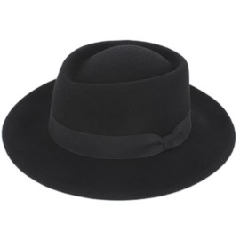Classic Flat Top Fedora for Women - Mens Bowknot Porkpie Felt Boater Hat (Size: S-M)