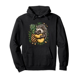 Pineapple Hedgehog Nature Drawing Pineapple Lover Wildlife Pullover Hoodie