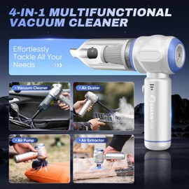 SakerPlus Car Vacuum Portable Cordless, 3-in-1 Hand Held Mini Vacuum Cleaner 17500PA High Power, Handheld Vacuum & Air Duster for Suction, Blowing, Inflating & Deflating, Ideal for Car Home Office