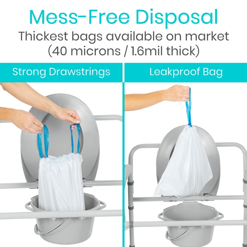 Vive Commode Liners for Bedside Toilet Chair Bucket, Bedpan (100