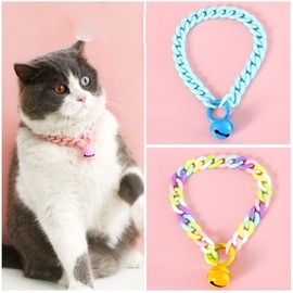 [Popular Item] Pet Bell Collar Scarf Cape for Cats & Dogs, Pet Pendant Accessory Accessory 2. Pastel Chain Bell Collar M 2ea