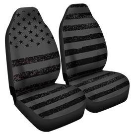 Jodoolang Gray USA Flag Front Seat Cover Only Fabric, Vehicle Seat Protector Car Covers for Auto Accessories Set of 2 Universal Fits