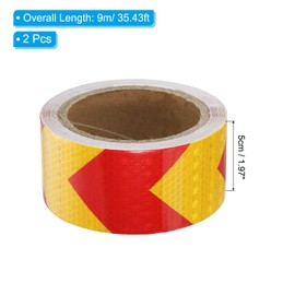 PATIKIL Reflective Tape, 2 Rolls Waterproof PVC High Visibility Marking Sticker for Outdoor Industrial Caution, Trailers, Boats, Signs, 2" x 30ft, Red/Yellow