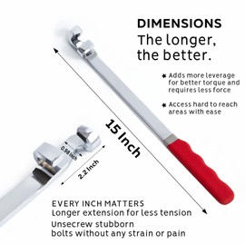 AASSOO Wrench Extender Tool, 15 Inch Extra-Long Torque Extension Bar for Amplified Leverage, Perfect for Garage Mechanics, DIYers, and Handymen