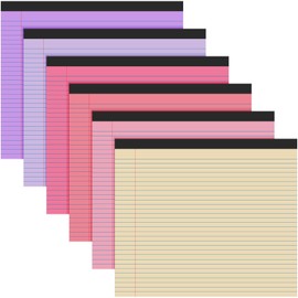Lincia 11" x 9.5" Legal Pads College Ruled Notepad Landscape Notebook Horizontal Lined Notebook 80 Gsm Assorted Colors Paper Pastel Writing Pads for School Office, 40 Sheet(Happiness Color,6 Pcs)