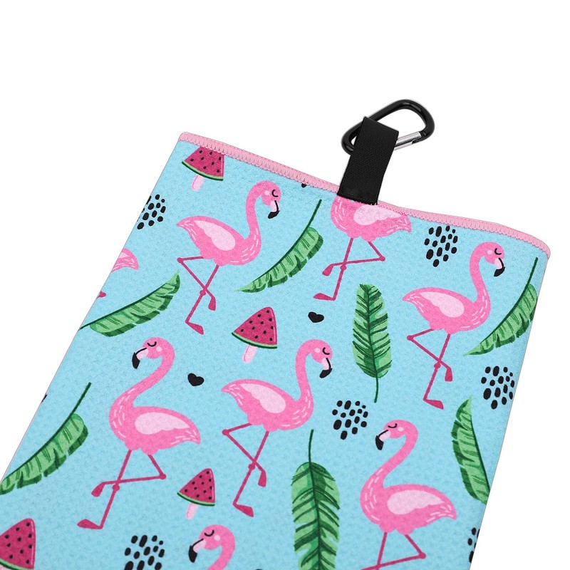SHABIER Golf Towel with Flamingos Design Golf Microfiber Waffle Pattern