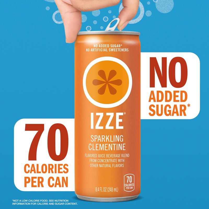 IZZE Sparkling Juice Beverage Blend, Sunset Variety Pack, Clementine, Peach,