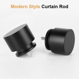 VOIIY 2 Pack Curtain Rods for Windows 48 to 84 Inch(4-7 Feet), Black 1'' Diameter Adjustable Window Drapery Rod, Modern End Cap Style Design, Heavy Duty Black Curtain Rods,Size 36''-88''