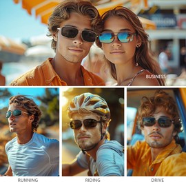 kunchu Sunglasses-Mens-womens Polarised Rectangular Sunglasses-Ladies Lightweight Metal Frame UV400 Protection Retro Sunglasses Sports Sunglasses Travel Sunglasses (black)