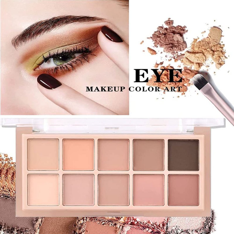 10 Colours Shimmering Matte Eyeshadow Makeup Palette Nude Glittering Pigment
