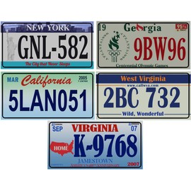 OPO 10 - Lot with 5 USA Metal Car Number Plates - Replicas of Real American Number Plates (v8)