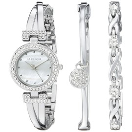 Anne Klein Women's Premium Crystal Accented Bangle Watch and Bracelet Set