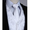HISDERN Men's Paisley Floral Jacquard Waistcoat, Tie, Pocket Square/Handkerchief Set,