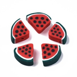 KitBeads 50pcs Watermelon Beads Polymer Clay Red Fruit Summer Beads for Jewelry Making Bracelet Necklace Earrings
