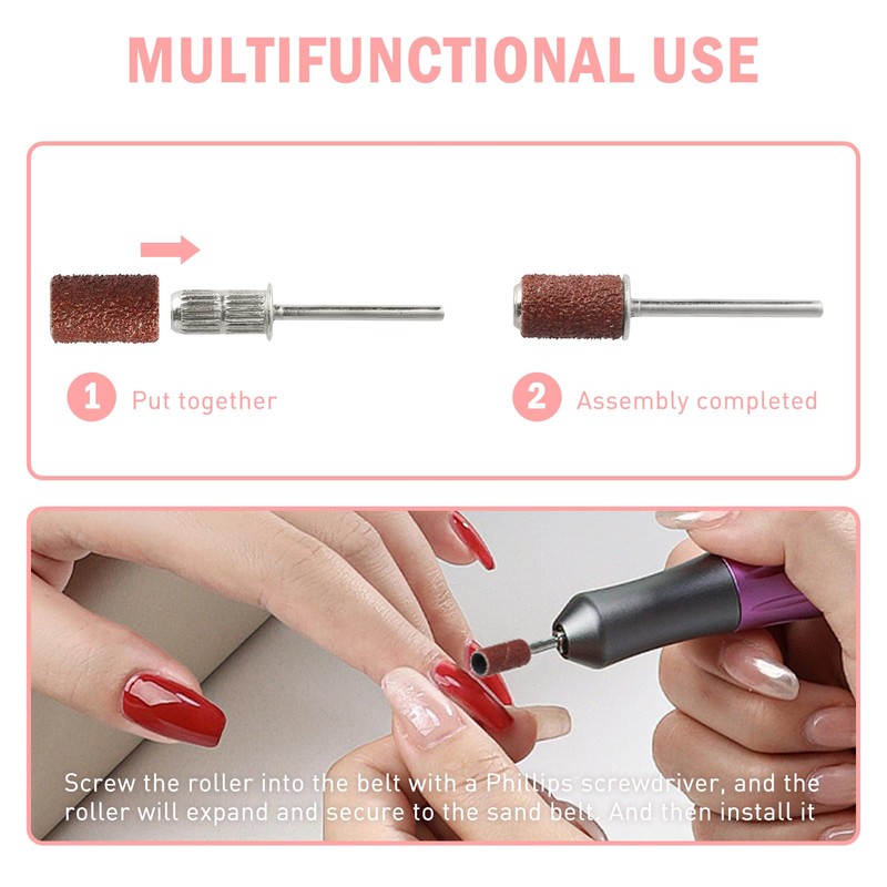 Batheidon Sanding Sleeve Set, Sanding Caps Nail Cutter, 248 Pieces
