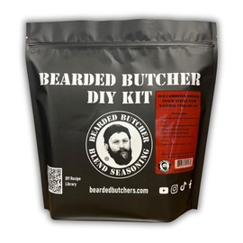 Bearded Butchers Old Fashioned Smokies Snack Sticks DIY Kit with Natural Cure – Make 25 lbs of Delicious Homemade Smoky Snack Sticks – Includes Natural Cure with Celery and Cherry Powder, Garlic, Collagen Casings, and Seasoning – Perfect for Venison, Beef, and Game Meat