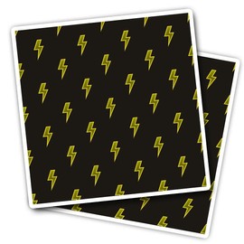 Vinyl Square Stickers (Set of 2) 7.5cm - Yellow Lightning Bolts Lightening Pattern for Laptops, Tablets, Luggage, Scrap Booking, Fridges #53588