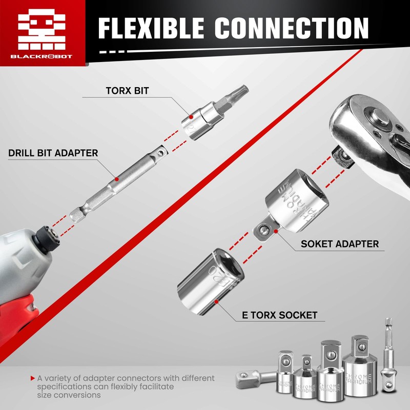BLACKROBOT 67-Piece Master Torx Bit Socket and E-Torx Socket Set,