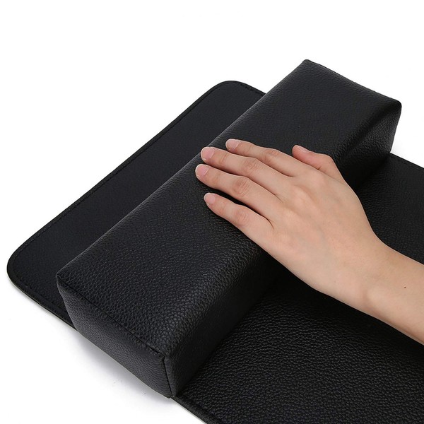 Felenny Nail Art Hand Cushion Soft Beauty Salon Armrest Cushion Mat Set Manicure Arm Rest Holder Pad Manicure Tool (Black)