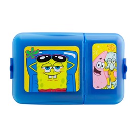 Contenedor de alimentos para niños con 2 divisiones, lunch box Bob Esponja, almacenamiento para alimentos escolar.