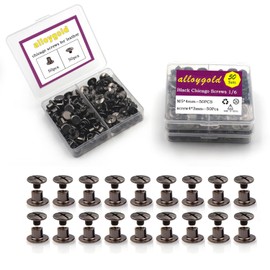 50 Juego de Tornillos M5*4 Negro Chicago Kit de Remaches para Cuero Tornillos con Remache Botón de Tornillo Chicago para Cuero DIY Bordes de Cuero