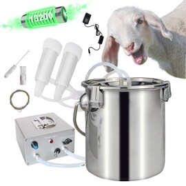 Electric Milking Machine for Goats 7L Portable Pulsation Vacuum Pump Milker with Stainless Steel Milk Bucket