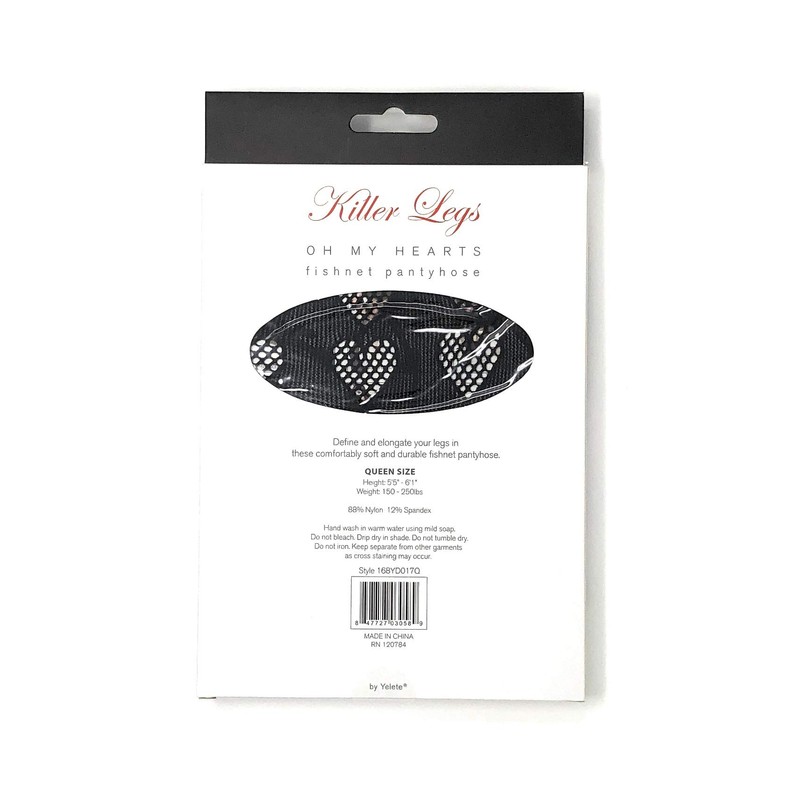 Killer Legs Oh My Hearts Black Fishnet Tights by Yelete