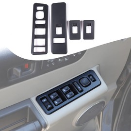 Lcojicep Window Lift Switch Cover Fit for Hummer H2 2003-2007, Window Lift Switch Cover Interior Button Trim Kit, Auto Window Lift Panel Molding Protection Cover Accessories (Matt Black)