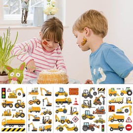 GWAWG 13Sheets Cars Engineering Vehicles Temporary Tattoos for kids Bagger Tattoo Kinder Jungen for Birthday Party Supplies Favors Boys Girls School Rewards