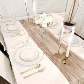 Nude Cheesecloth Table Runner 10ft Gauze Boho Rustic Cheese Cloth Table Runner for Baby Shower Decoration Wedding Easter Tanksgiving Table Runner