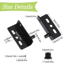 UFURMATE 8 Sets/16Pcs Iron Pivot Hinge with Pin Concealed Shaft Cabinet Door Pivot Hinges with Bushing for Free-Swinging Wood Door, Drawers, Cabinets, Wardrobe, Showcase (Black)