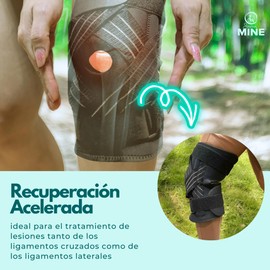SEVEN MINE Rodillera para Ligamentos Cruzados Ortopedica con Varillas Flexibles | Esguince Ligamentos Cruzados Luxación (Negro, Medium)