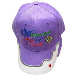 Woman of Faith Christian I Love Jesus Proverbs 31:30 Purple White Hat Ball Cap