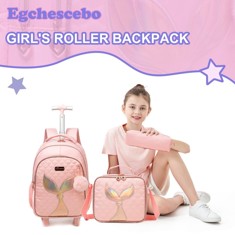 Kids Rolling Backpack for Girls Trolley Suitcases Luggage Travel with