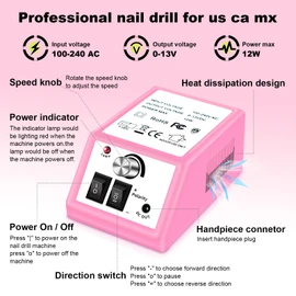 LAVAED Nail Drill Electric Nail File, Electric Nails Drill Nail File with 156pcs Sanding Bands and Nail Drill Bits for Acrylic, Gel Nail Manicure and Pedicure, Pink