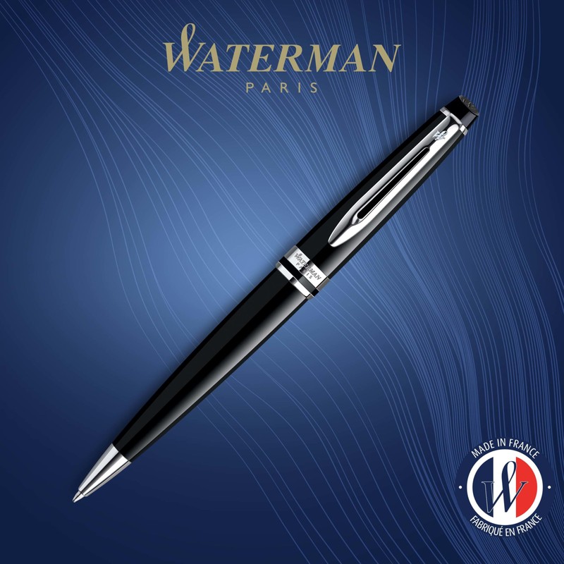 Waterman Expert Ballpoint Pen, Gloss Black with Chrome Trim, Medium