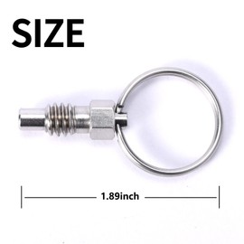 2 Packs Spring Plunger with Pull Ring, 3/8"- 16 Thread Size, 0.44" Thread Length, Stainless Steel Non-Locking Type Stubby Hand-Retractable Spring Plunger Index Plunger