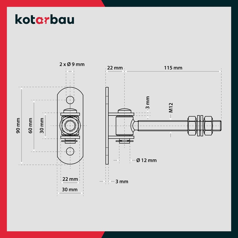 KOTARBAU® Set of 2 Adjustable Gate Hinges M12 The Perfect