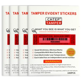 100PCS Chtep Tamper Tamper Evident Stickers, No ResidueTamper,Evident Security Warranty Seal, Void Stickers, Security Labels, (Serial Number 1 * 3.54inch,Red)