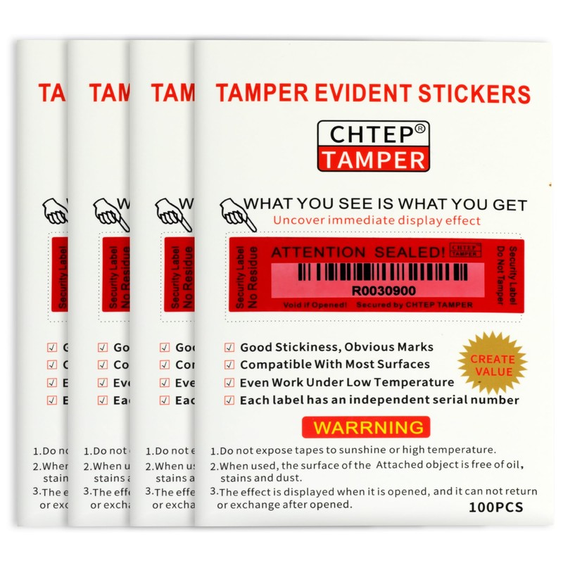 100PCS Chtep Tamper Tamper Evident Stickers, No ResidueTamper,Evident Security Warranty