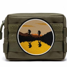 Hiking At Sunset Patches Combat Military Morale Embroidered Patch With Hook And Loop Bands