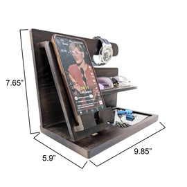 ARTAWEIN Bedroom Essentials Organizer Wood Phone Docking Station, Eco-Friendly Ash Wood, Multi-Functional Storage for Wallets, Documents, Glasses, Watches, Gifts for Men, Fathers, Husbands