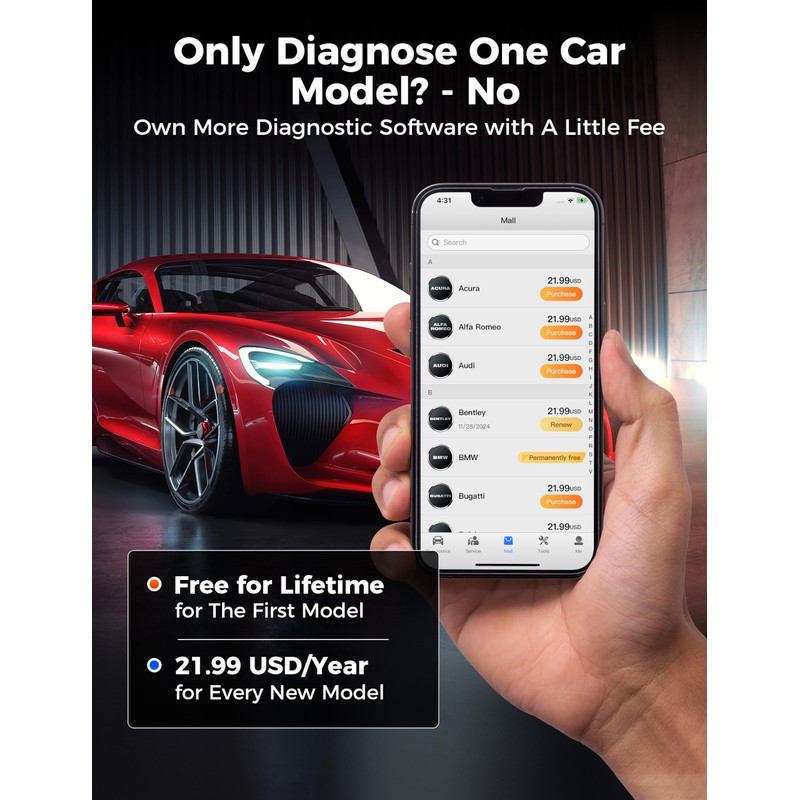 Autel AP2500E Bluetooth Code Reader OBD2 Scanner, Oil Reset, TPMS,