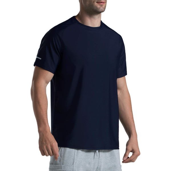 Camisetas de secado rápido para hombre, de secado rápido, para gimnasio, UPF 50+, para entrenamiento al aire última intervensión, Azul, XX-Large
