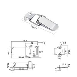 Leliafleury 4PCS Spring Loaded Toggle Latch Stainless Steel Tension Clasp Spring Lock Hasp Catch Duck Billed Buckles for Toolbox Drawer Cabinet Case Closet, Medium, 90mm Length