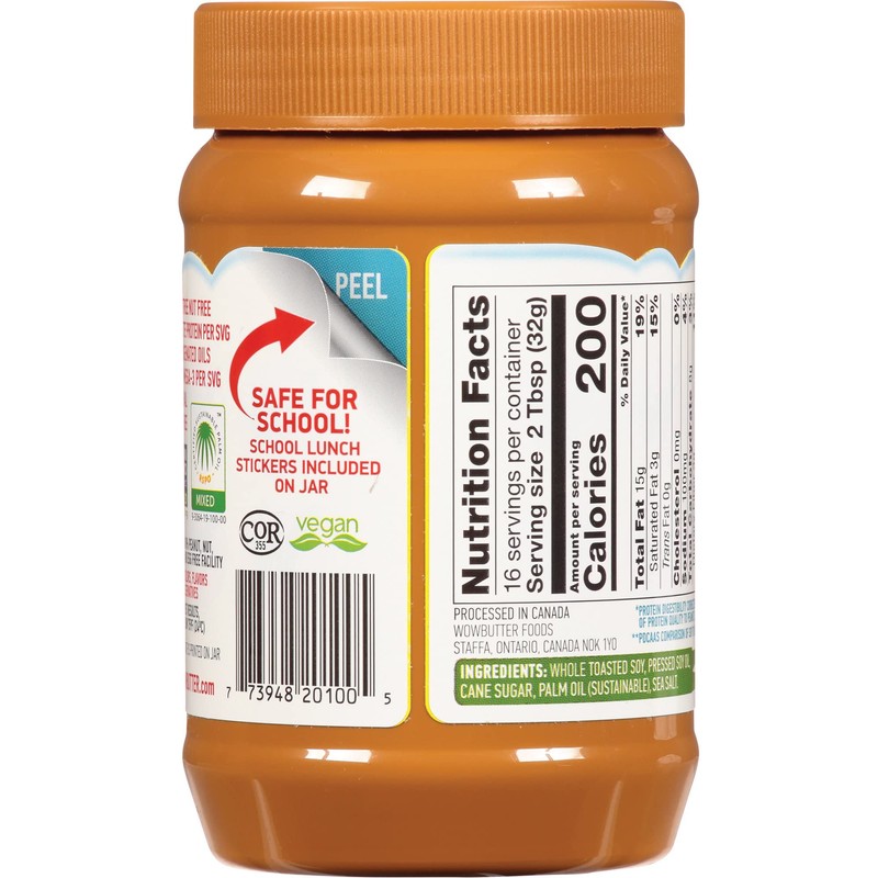 WOWBUTTER Natural Peanut Free Creamy, 1.1 Lb Jar (Pack of