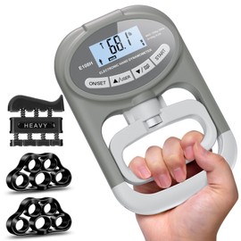 Grip Strength Tester Trainer - Grip Strength Trainer Hand Grip Dynamometer Adjustable Grip and Digital Screen 265 Lbs / 120 Kgs with Finger Strengthener for Sports Home School Gym Use