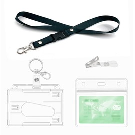 PaiLeWei Ausweishülle mit Lanyard,Schlüsselanhänger, Clips, harter klarer Abzeichenhalter, Durchsichtige Kartenhülle,Badge Holder Karten für Ausweishalter,ausweishüllen, (1 Set Horizontal)